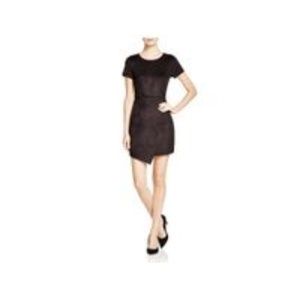 BLOOMINGDALES AQUA BLACK FAUX SUEDE DRESS